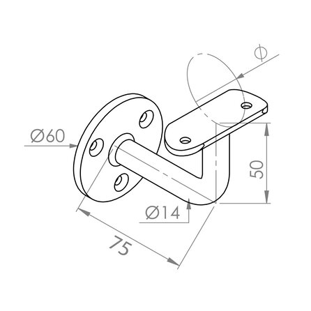 Handlaufhalter in RAL-Farbe nach Wunsch - Typ 1 - rund schmal - für einen Handlauf rund schmal - Handlaufträger Metall / Stahl beschichtet - in einer Farbe Ihrer Wahl