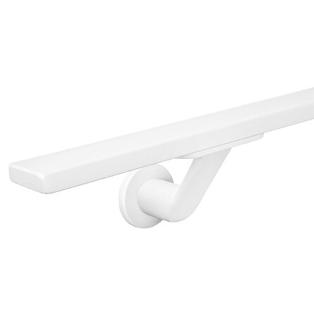 Handlauf weiß - eckig (40x10 mm) - mit Handlaufhaltern Typ 7 Luxus - nach Maß - Treppengeländer Metall / Stahl beschichtet - RAL 9010 oder 9016