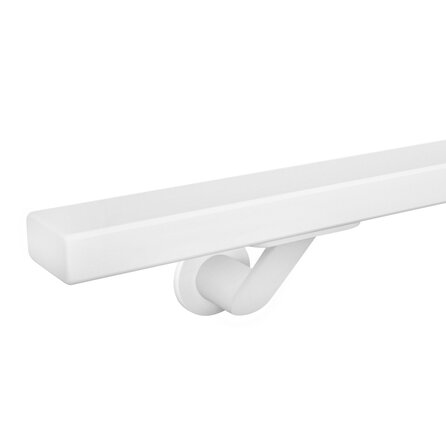Handlauf weiß - eckig (40x20 mm) - mit Handlaufhaltern Typ 7 Luxus - nach Maß - Treppengeländer Metall / Stahl beschichtet - RAL 9010 oder 9016