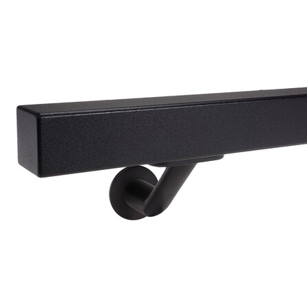 Handlauf schwarz - eckig (40x40 mm) - mit Handlaufhaltern Typ 7 Luxus - nach Maß - Treppengeländer Metall / Stahl beschichtet - RAL 9005