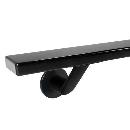 Handlauf schwarz - eckig (40x15 mm) - mit Handlaufhaltern Typ 7 Luxus - nach Maß - Treppengeländer Metall / Stahl beschichtet - RAL 9005