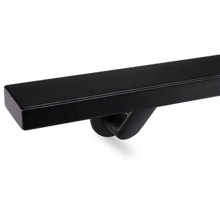 Handlauf schwarz - eckig (50x20 mm) - mit Handlaufhaltern Typ 7 Luxus - nach Maß - Treppengeländer Metall / Stahl beschichtet - RAL 9005