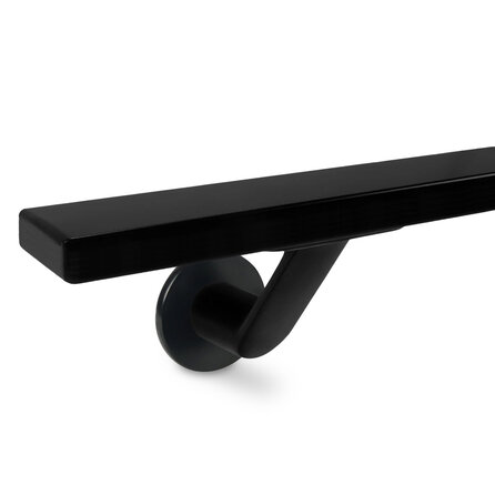 Handlauf schwarz - eckig (50x20 mm) - mit Handlaufhaltern Typ 7 Luxus - nach Maß - Treppengeländer Metall / Stahl beschichtet - RAL 9005