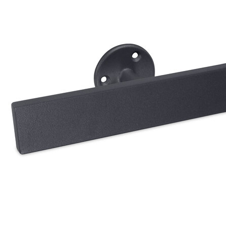 Handlauf anthrazit - eckig (50x10 mm) - mit Handlaufhaltern Typ 4 - nach Maß - Treppengeländer Metall / Stahl beschichtet - RAL 7016 oder 7021
