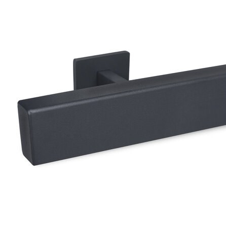 Handlauf anthrazit - eckig (50x20 mm) - mit Handlaufhaltern Typ 16 - nach Maß - Treppengeländer Metall / Stahl beschichtet - RAL 7016 oder 7021