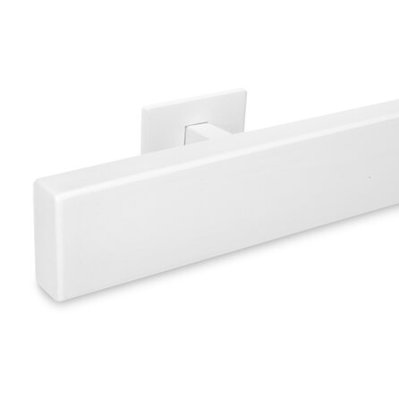 Handlauf weiß - eckig (50x20 mm) - mit Handlaufhaltern Typ 16 - nach Maß - Treppengeländer Metall / Stahl beschichtet - RAL 9010 oder 9016