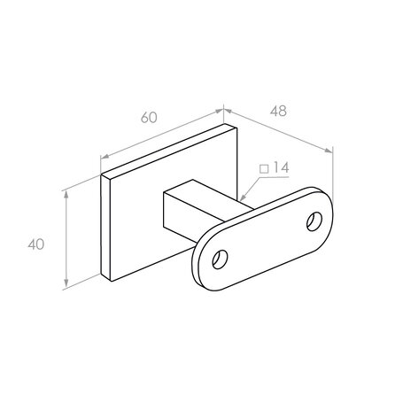 Handlaufhalter Edelstahl - Typ 16 kurz - eckig - für einen Handlauf eckig - Handlaufträger Edelstahl V2A (304) gebürstet