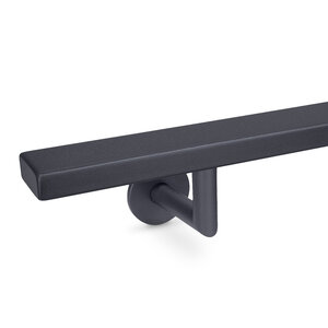Handlauf anthrazit - eckig (40x15 mm) - mit Haltern Typ 3 Luxus