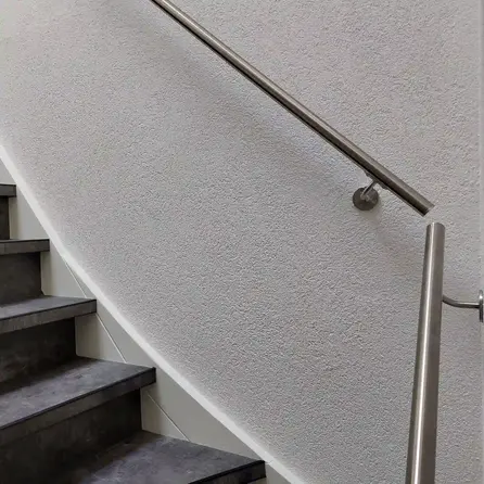 Handlauf Edelstahl - rund schmal - mit Handlaufhaltern Typ 2 - nach Maß - Treppengeländer Edelstahl V2A (304) gebürstet