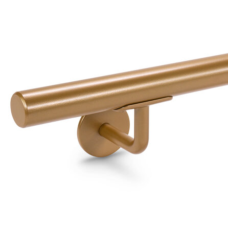 Handlauf Bronze Optik - rund schmal - mit Handlaufhaltern Typ 3 - nach Maß - Treppengeländer Metall / Stahl beschichtet - Messing / Gold / Kupfer-Look