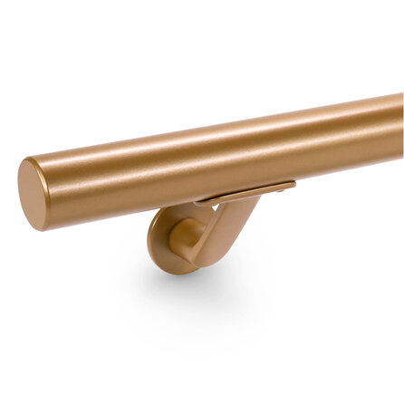 Handlauf Bronze Optik - rund - mit Handlaufhaltern Typ 7 Luxus - nach Maß - Treppengeländer Metall / Stahl beschichtet - Messing / Gold / Kupfer-Look