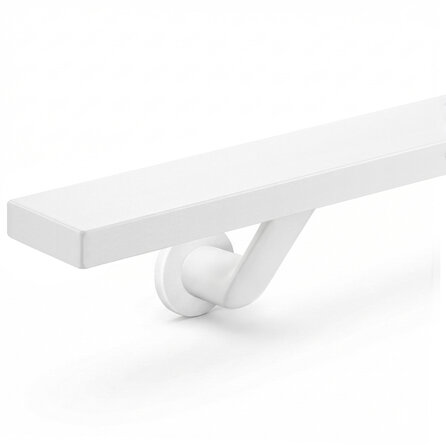 Handlauf weiß - eckig (50x20 mm) - mit Handlaufhaltern Typ 7 Luxus - nach Maß - Treppengeländer Metall / Stahl beschichtet - RAL 9016, 9010 oder 9001
