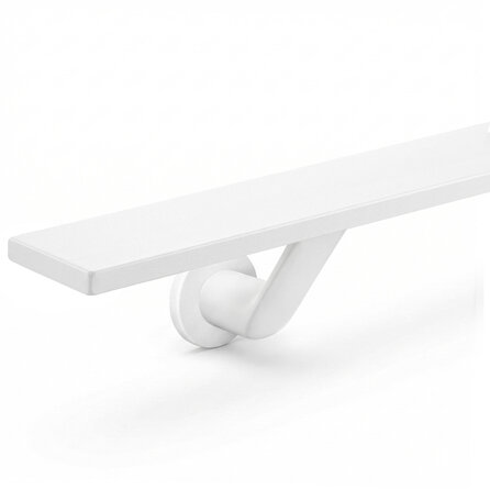 Handlauf weiß - eckig (50x10 mm) - mit Handlaufhaltern Typ 7 Luxus - nach Maß - Treppengeländer Metall / Stahl beschichtet - RAL 9016, 9010 oder 9001