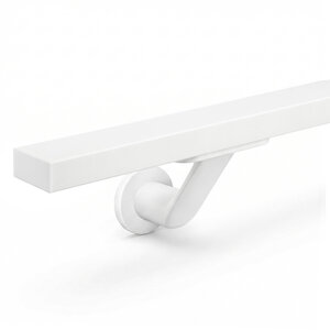 Handlauf weiß - eckig (40x20 mm) - mit Haltern Typ 7 Luxus