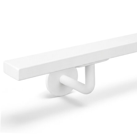 Handlauf weiß - eckig (40x20 mm) - mit Handlaufhaltern Typ 3 - nach Maß - Treppengeländer für außen - Metall / Stahl beschichtet - RAL 9016, 9010 oder 9001