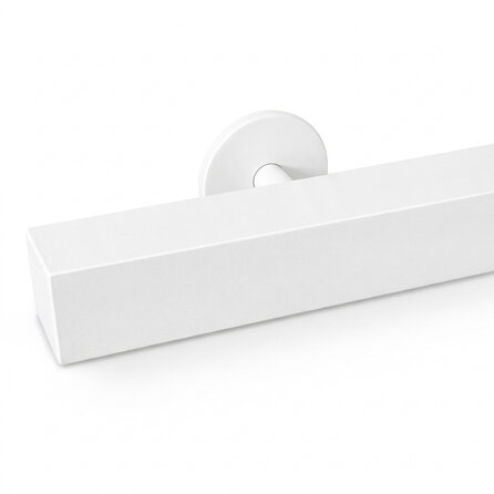 Handlauf weiß - eckig (40x40 mm) - mit Handlaufhaltern Typ 5 - nach Maß - Treppengeländer Metall / Stahl beschichtet - RAL 9016, 9010 oder 9001