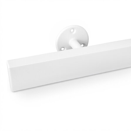 Handlauf weiß - eckig (40x20 mm) - mit Handlaufhaltern Typ 4 - nach Maß - Treppengeländer Metall / Stahl beschichtet - RAL 9016, 9010 oder 9001
