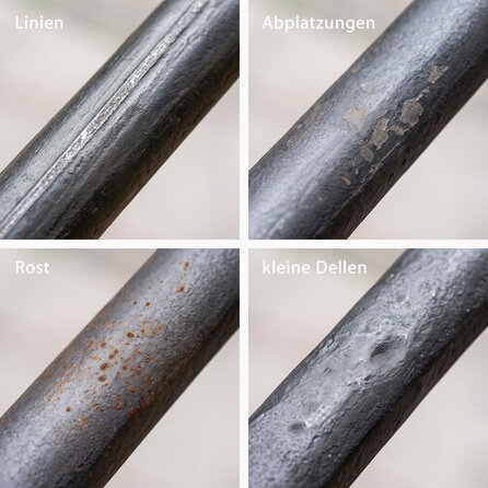 Handlauf Schmiedeeisen - rund (20 mm) solide - mit eckige Haltern und Rosette - nach Maß - Handlauf Rundstahl geschmiedet / Treppengeländer Gusseisen mit transparenter Beschichtung