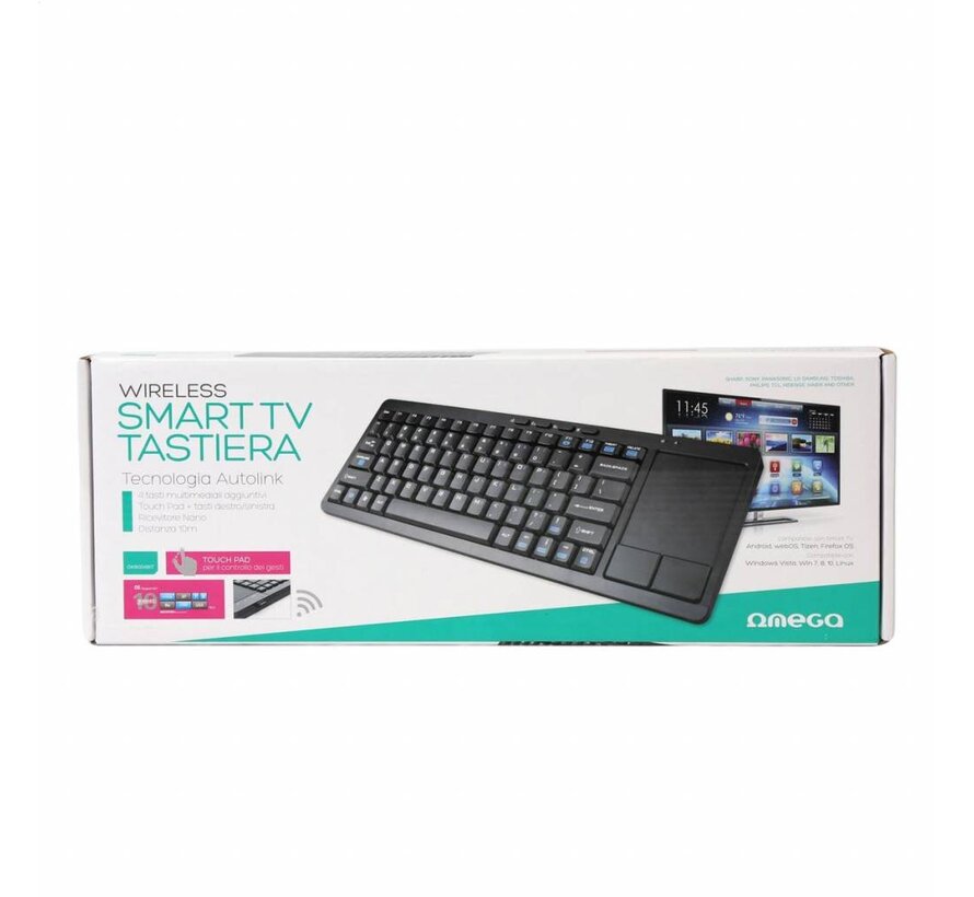KEYBOARD WIRELESS US OMEGA FOR SMART TV BLACK + TOUCHPAD [43666]