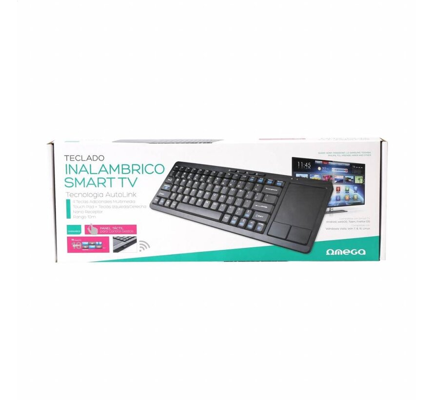 KEYBOARD WIRELESS US OMEGA FOR SMART TV BLACK + TOUCHPAD [43666]