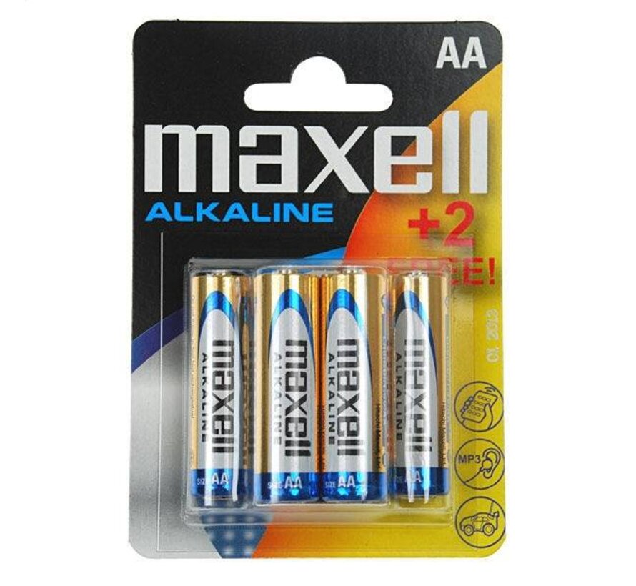 MAXELL BATTERY ALKALINE LR06/AA BLISTER*4+2 790230.04.EU