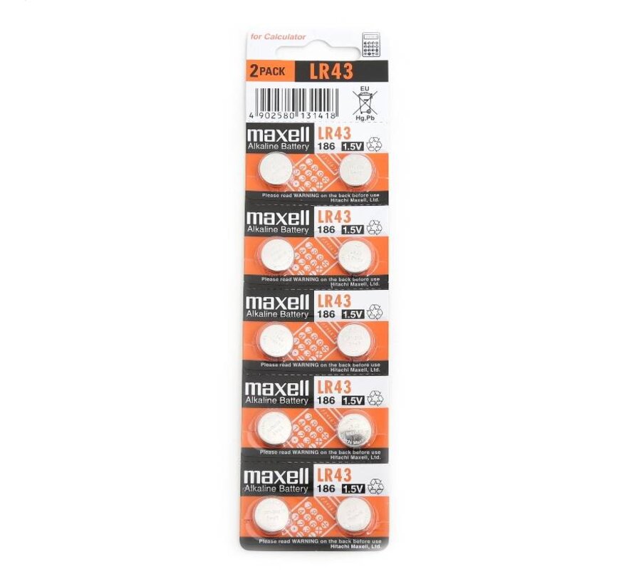 MAXELL BATTERIE LR43 10PK (5X2) BLISTER 775012.00.CN