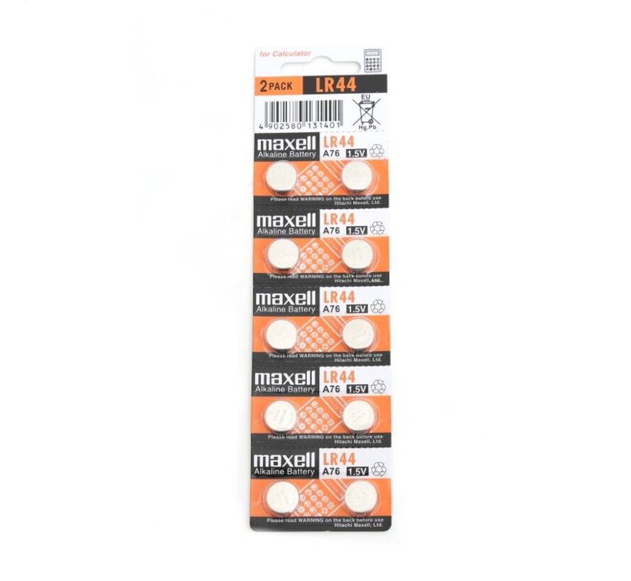 MAXELL BATTERIE LR44 10PK (5X2) BLISTER 775011.00.CN