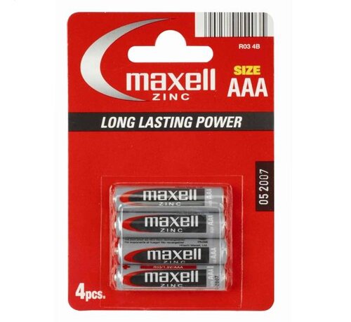 Maxell MAXELL BATTERY MANGANESE/ZINC R03/AAA BLISTER*4 774407.04.EU