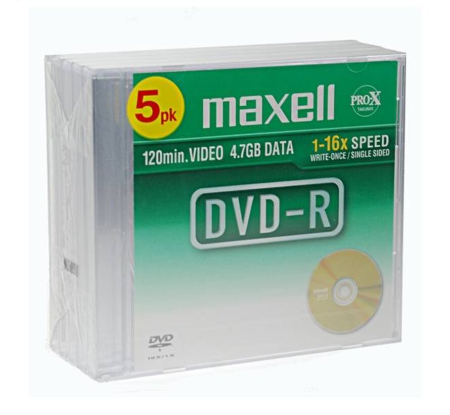 MAXELL DVD-R 4,7GB 16X SLIM*5 275607.30.TW