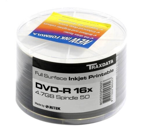 Traxdata TRAXDATA DVD-R 4,7GB 16X WHITE FF PRINTABLE SP*50 907OEDRPSN003 / 907WEDRPSN001 / 907SP50NOPCPL