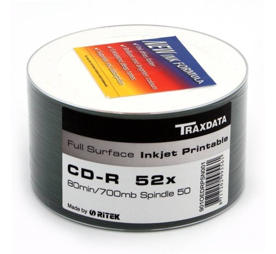 TRAXDATA CD-R 700MB 52X FULL WHITE INKJET PRINTABLE SP*50 901SP50NOPCPL