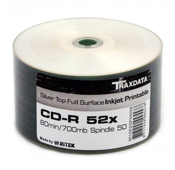 Traxdata Traxdata CD-R 700 MB Silver nkjet Printable Sp*50 901OEDRPSN002