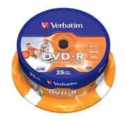Verbatim VERBATIM DVD-R 4,7GB 16X PRINTABLE FULL ID BRAND CAKE*25 43538
