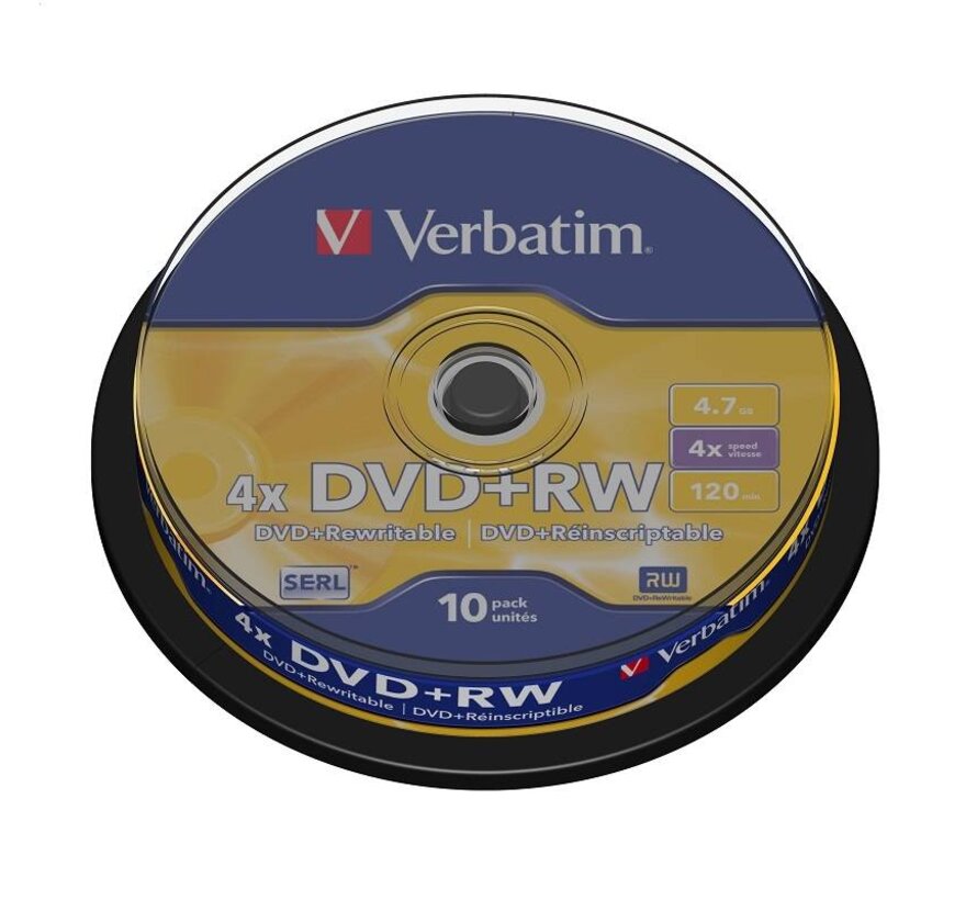 VERBATIM DVD+RW 4,7GB 4X CAKE*10  43488