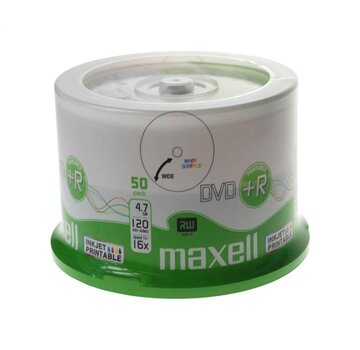 Maxell MAXELL DVD+R 4,7GB 16X PRINTABLE FF WHITE CAKE*50 275702.30.TW