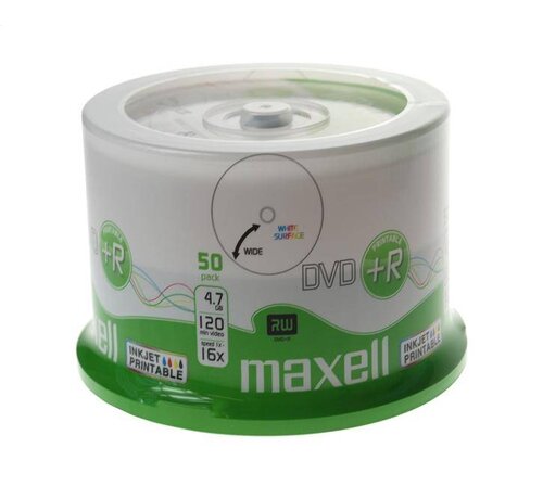 Maxell MAXELL DVD+R 4,7GB 16X PRINTABLE FF WHITE CAKE*50 275702.30.TW