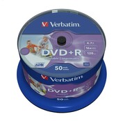 Verbatim VERBATIM DVD+R 4,7GB 16X PRINTABLE FULL CAKE*50 43512