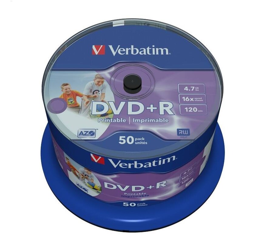 VERBATIM DVD+R 4,7GB 16X PRINTABLE FULL CAKE*50  43512