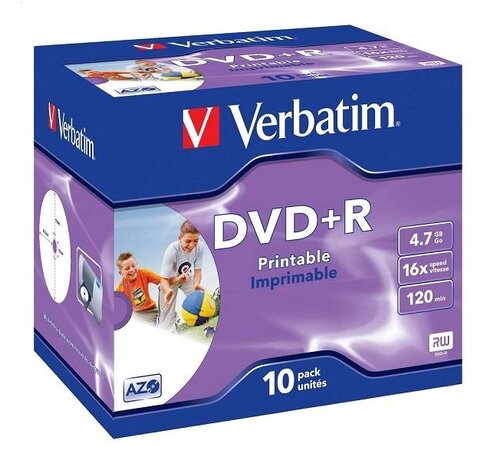 Verbatim Verbatim DVD+R 4.7 Gb 16X printable Full Id brand Jewel Case*10 43508