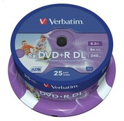 Verbatim VERBATIM DVD+R 8,5GB 8X DOUBLE LAYER PRINT. CAKE*25 43667