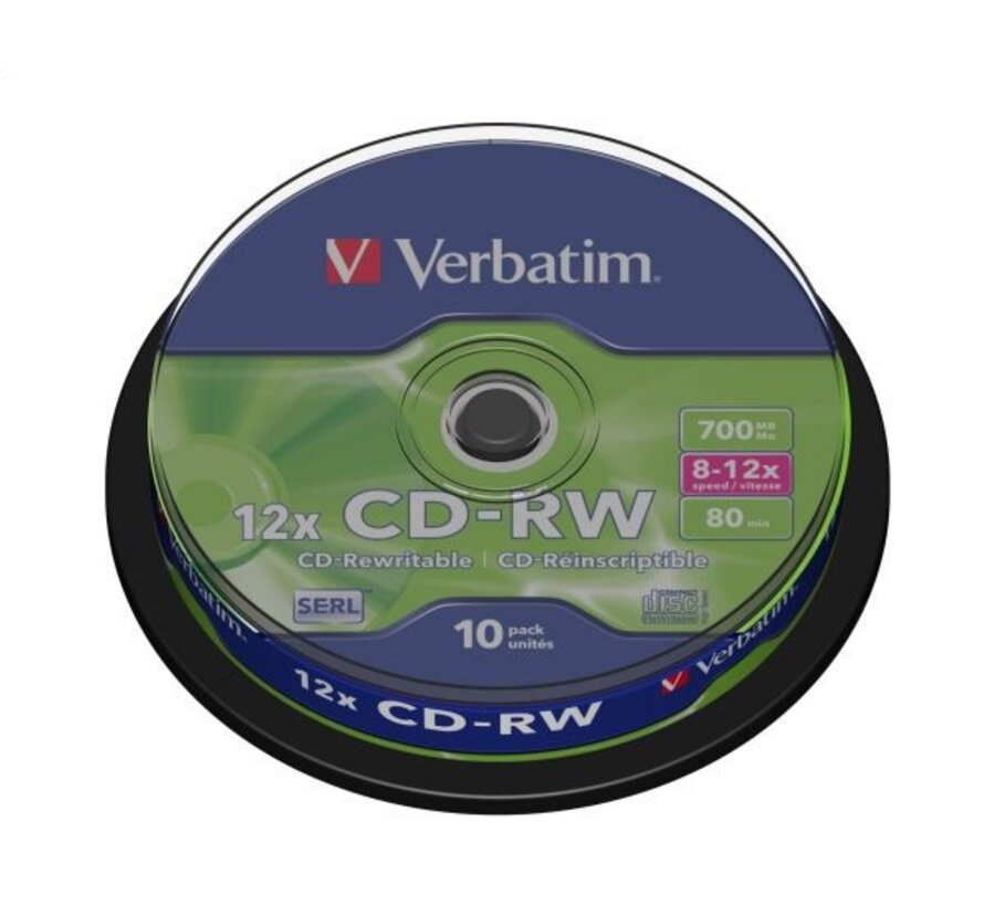 VERBATIM CD-RW 700MB 8-12X CAKE*10  43480