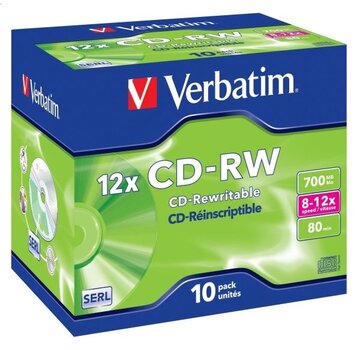 Verbatim VERBATIM CD-RW 700MB 8-12X JEWEL CASE*10  43148