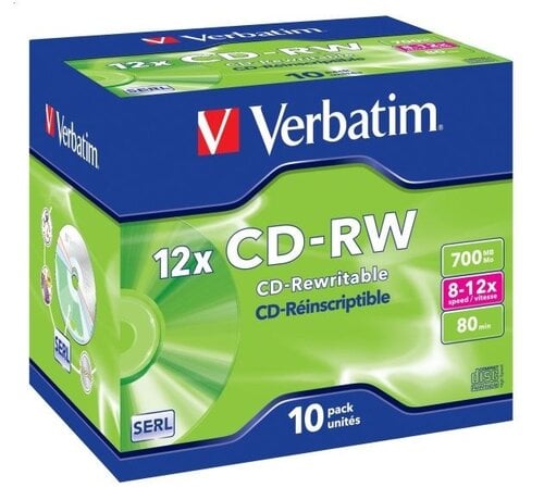 Verbatim VERBATIM CD-RW 700MB 8-12X JEWEL CASE*10  43148