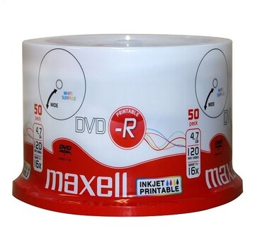 Maxell MAXELL DVD-R 4,7GB 16X PRINTABLE FF WHITE CAKE*50 275701.40.TW