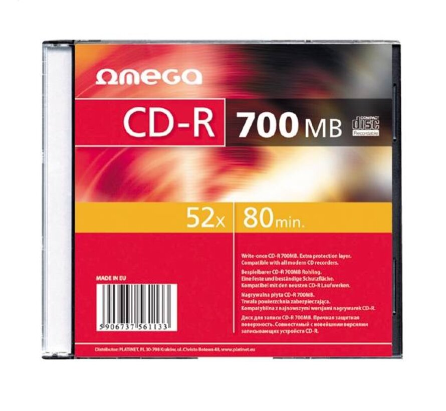 OMEGA CD-R 700MB 52X SLIM CASE*1 [56113]