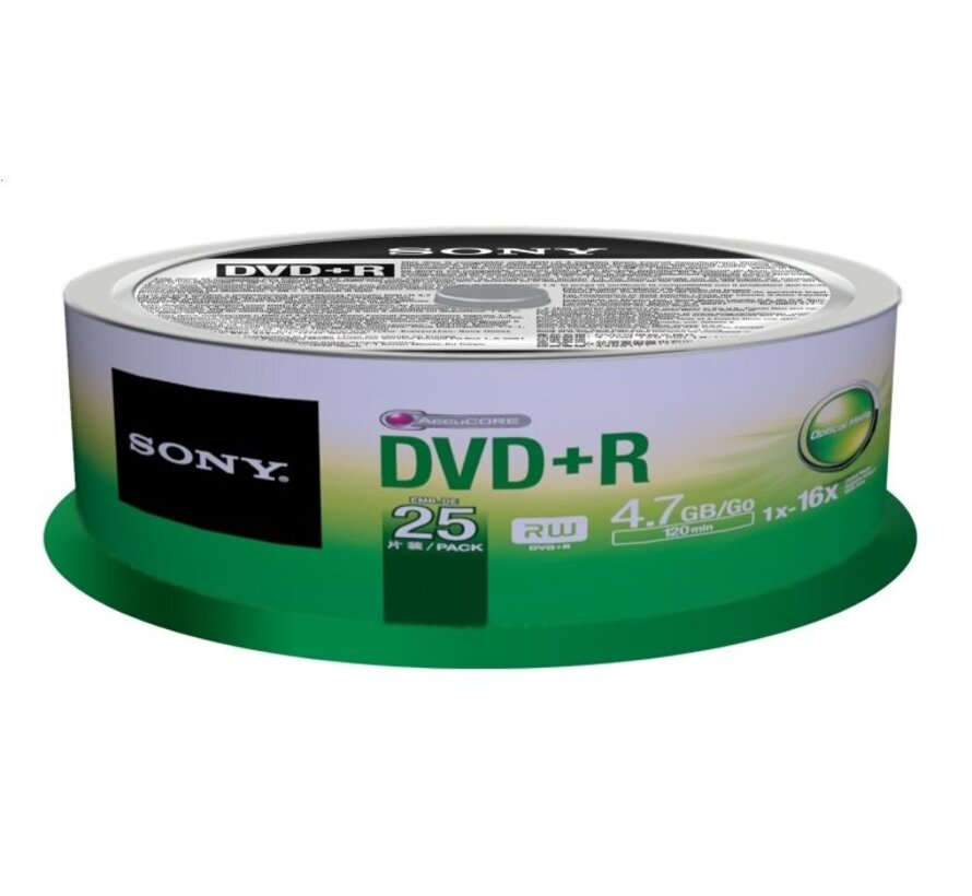 SONY DVD+R 4,7GB 16X CAKE*25 25DPR47SP