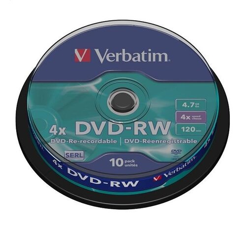 Verbatim VERBATIM DVD-RW 4,7GB 4X CAKE*10  43552