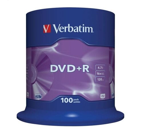 Verbatim VERBATIM DVD+R 4,7GB 16X CAKE*100  43551