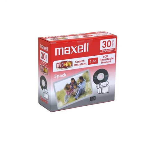 Maxell MAXELL MINI DVD+RW 1,4GB 30min VCAM SCRATCH RESISTANT 5PK SLIM  276020.00.TW