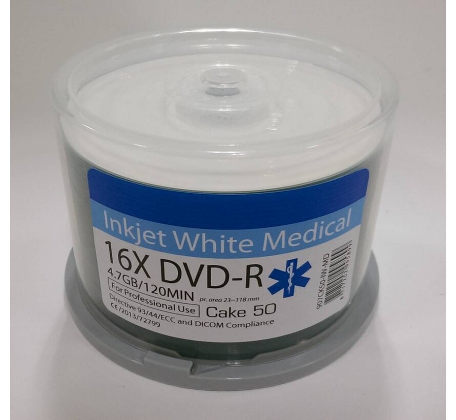 TRAXDATA DVD-R 4,7GB 16X INKJET FF PRINTABLE MEDICAL CAKE*50 907ck50-iw-md